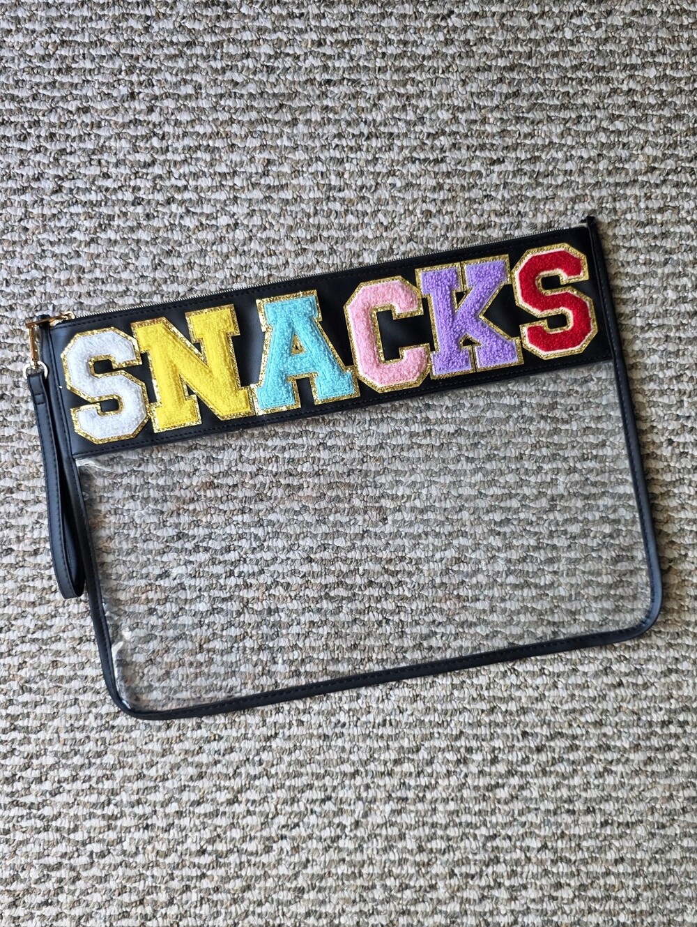 Chenille Letter Clear Bag: SNACKS